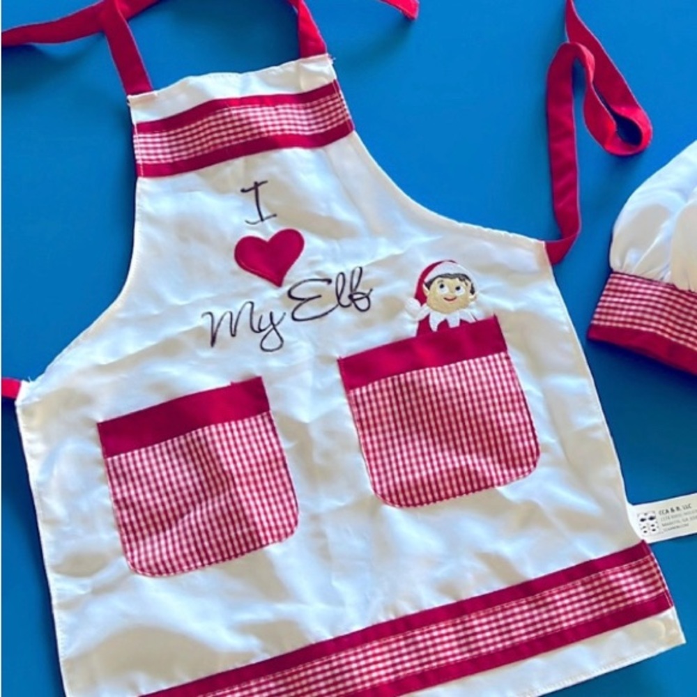 Elf on the Shelf Child's Apron Christmas Holiday Baking Cookies JOY OS